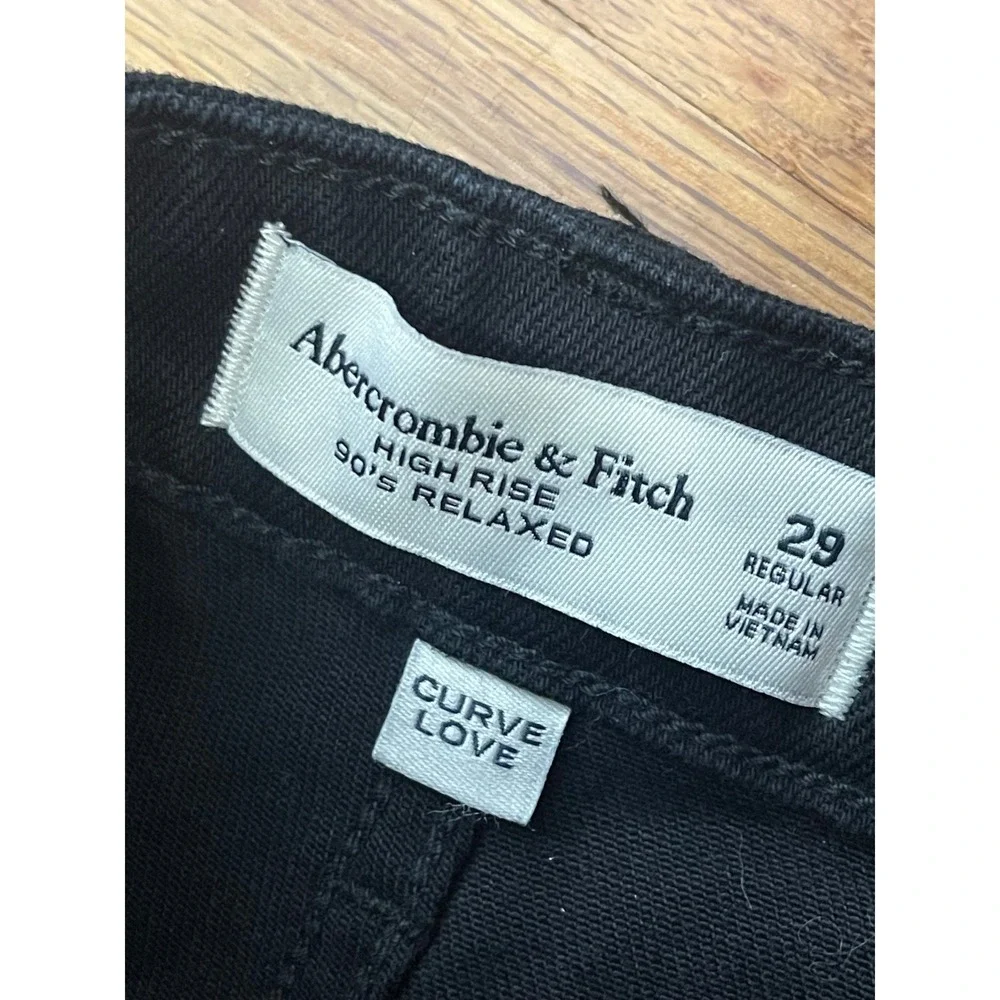 ABERCROMBIE & FITCH High Rise 90s Relaxed Jeans 29 Black NEW Curve Love Casual